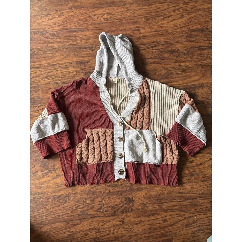POL Oversized SNUGGLE SPOT COLORBLOCK SWEATER IN AURORA RED Large